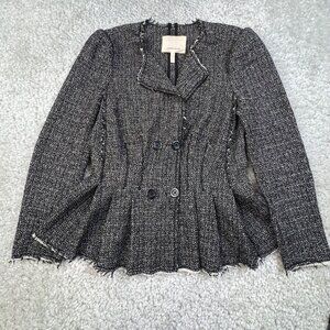 Rebecca Taylor Black and White Tweed Blazer with Peplum